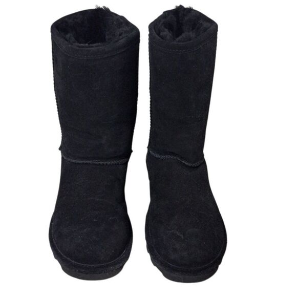 Bearpaw Boots Women's Embossed Suede Emma Short Mid Calf Winter Black Comfy SZ 8 - Picture 3 of 7